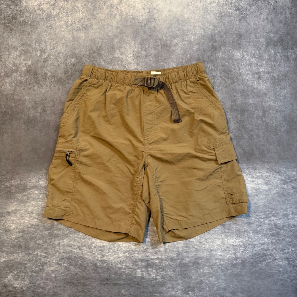 Columbia Mens Nylon Cargo Hiking Shorts Tan Belted Mesh Lined Outdoor Large L